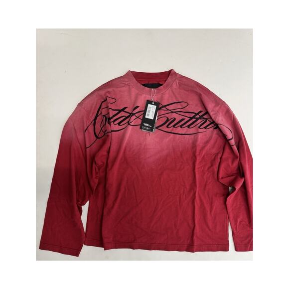 Cold Culture Men’s Crossed Script Long Sleeve Red Large - Picture 2 of 7